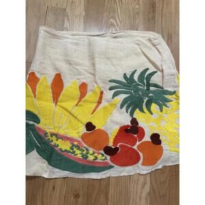 Farm Rio Tropical Print Embroidered Natural Cream Linen Skirt - Size Small